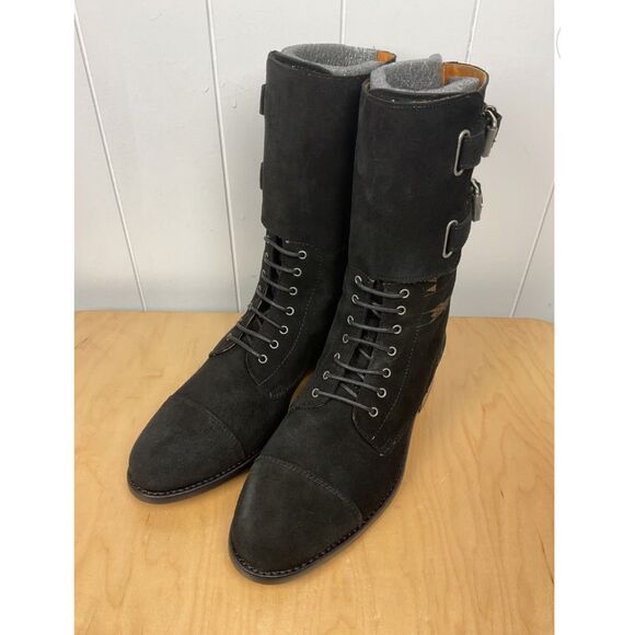 Cobra Society Javier Mens Black Suede Short Moto Riding Boots EU 45 US 11.5 - Picture 3 of 6